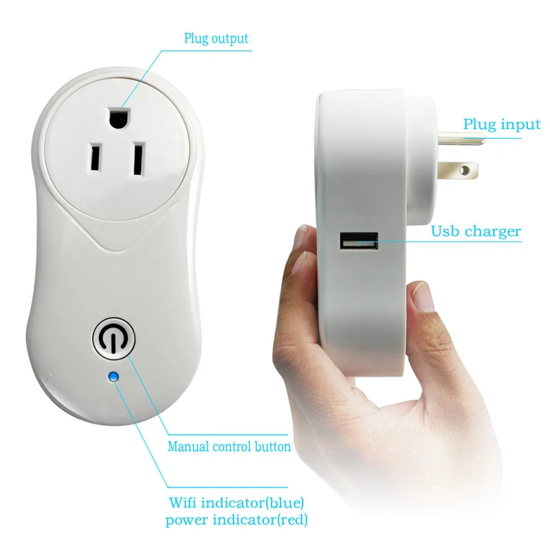 Enerna IoTech Smart Home Mobile Phone Remote Control Wifi Plug with USB Charging Port Socket