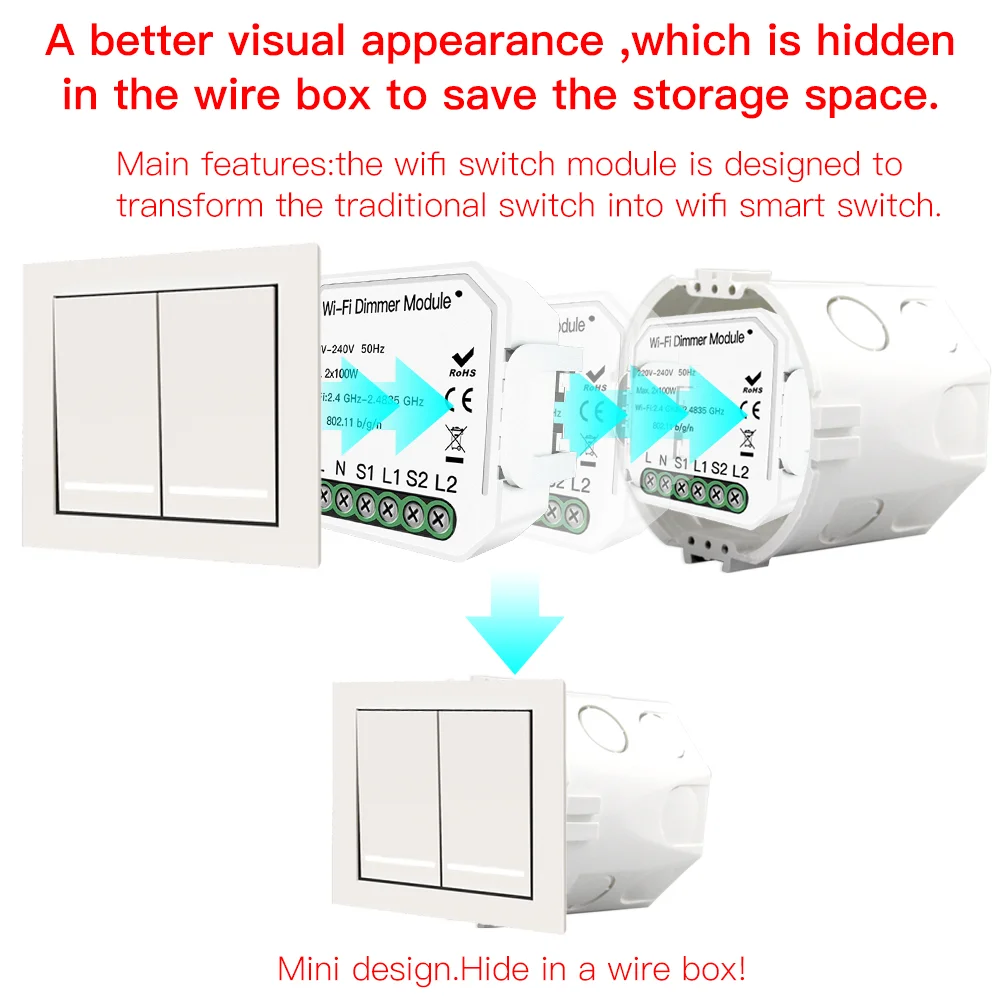 Enerna IoTech 90-240V Wifi Smart Tuya Led Dimmer Switch Module