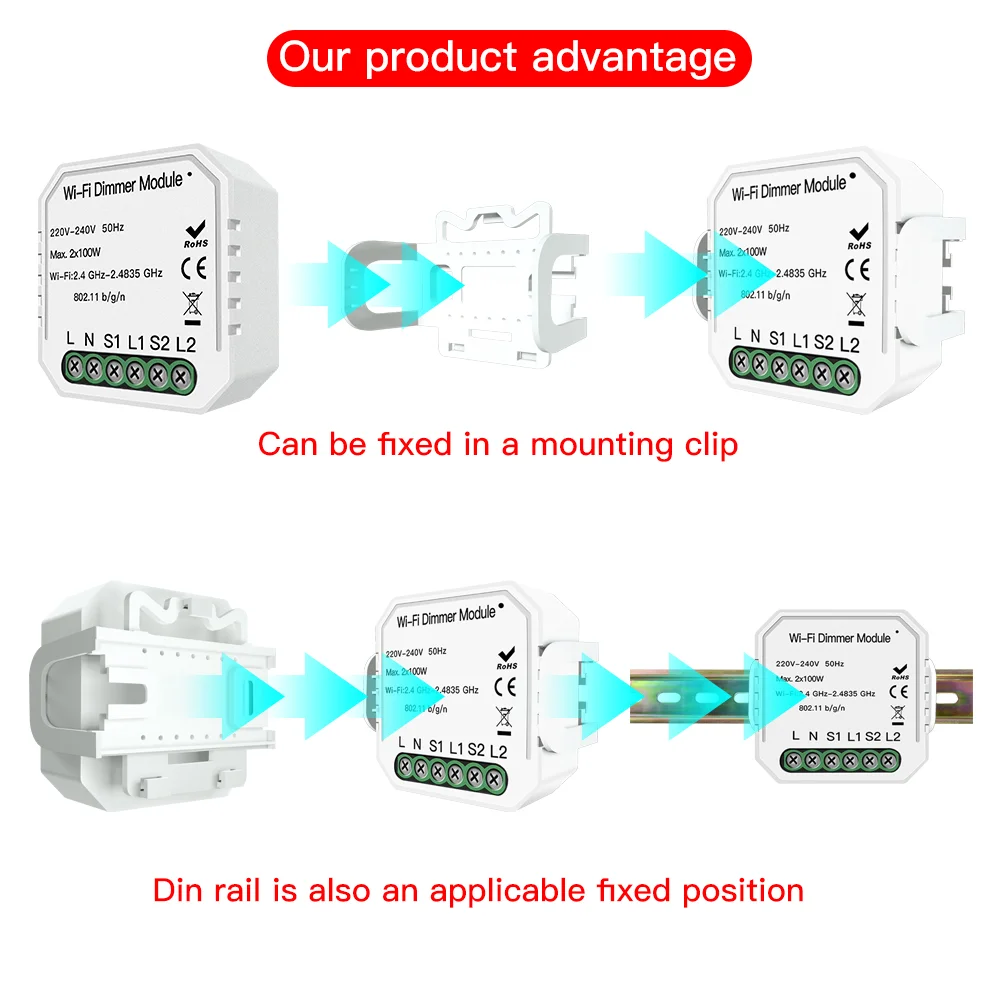 Enerna IoTech DIY WiFi Universal Breaker Timer Smart Life APP Smart Led Dimmer Switch Module