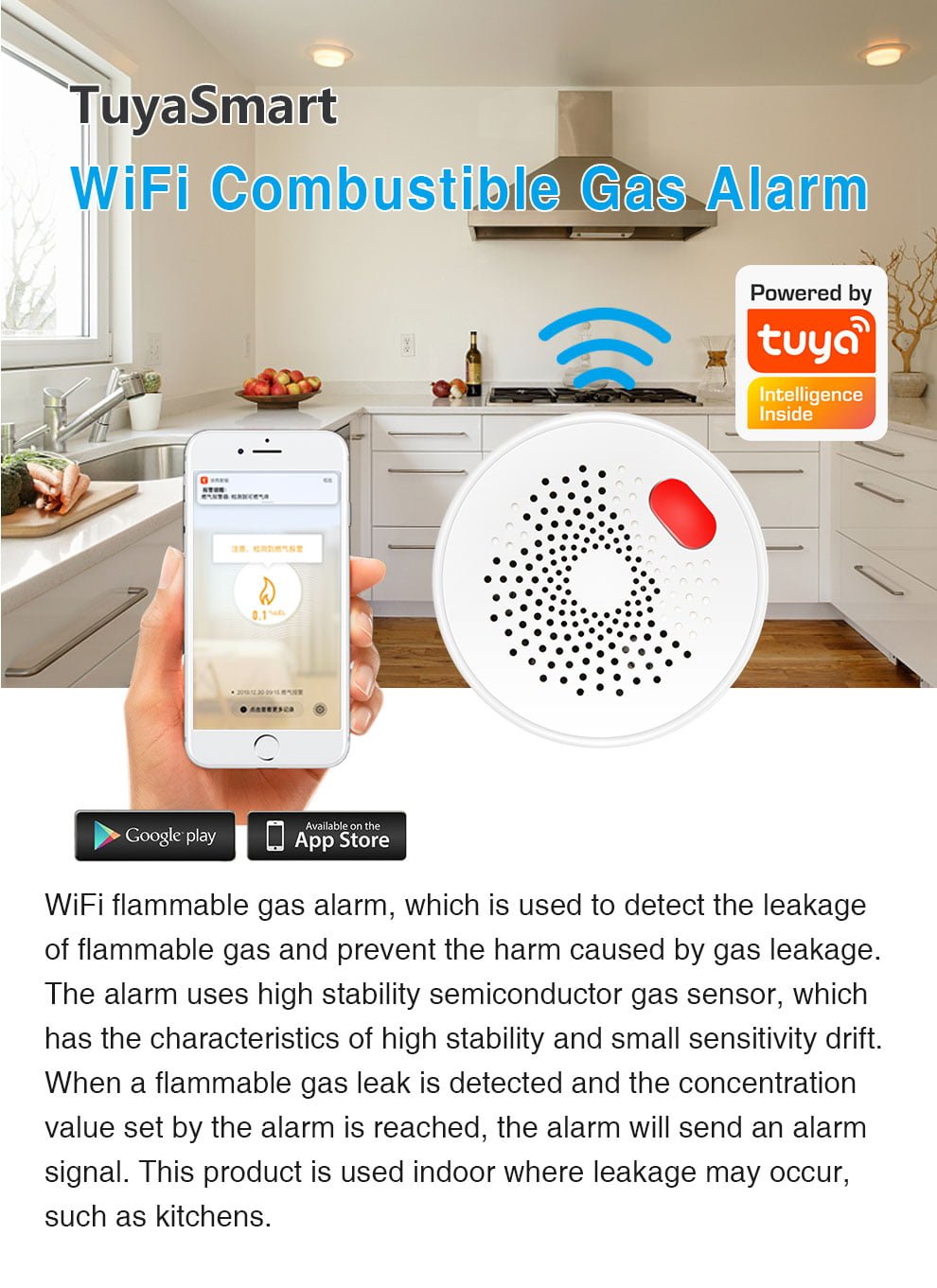 Enerna IoTech WiFi Smart Combustible Gas Leakage Alarm