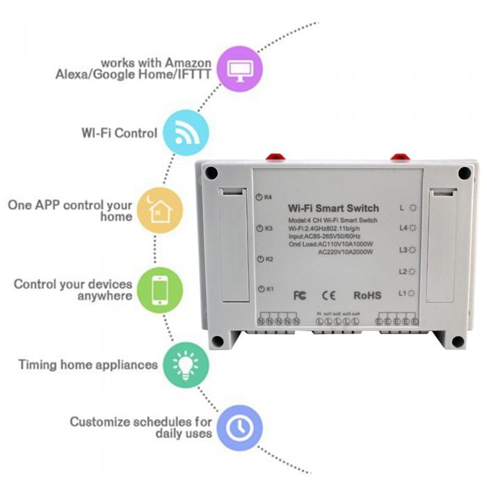 Enerna IoTech 4 Channels Wifi Remote Control Smart Switch