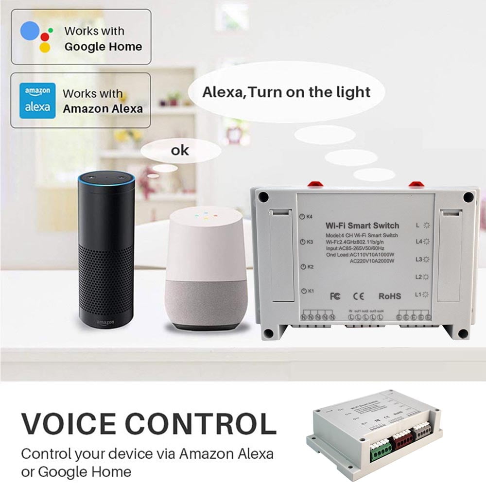 Enerna IoTech 4-channel WIFI Timer Remote Lights Switch For Smart Home 