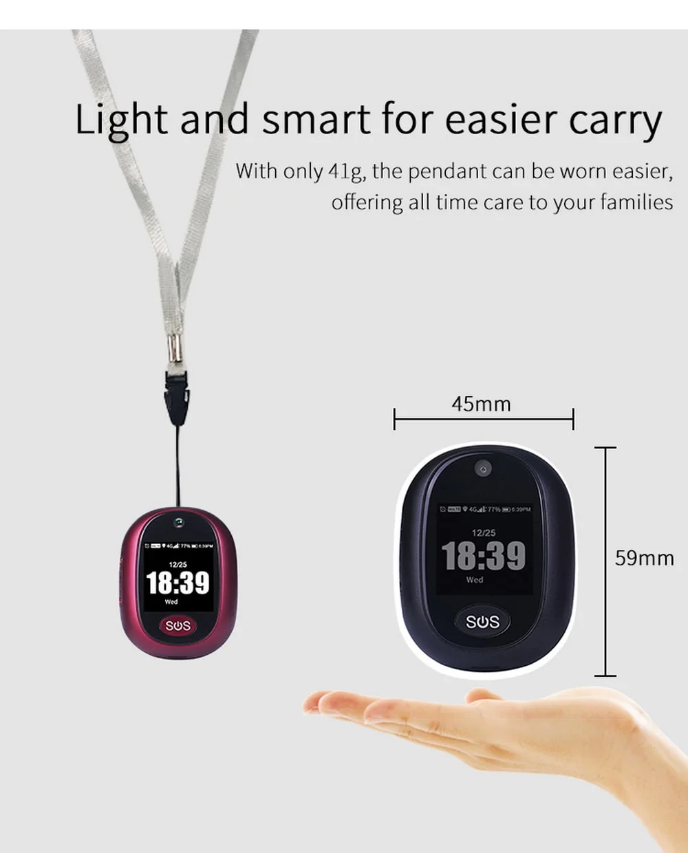 4G SOS Call Kids Elderly Care GPS Pendant Tracker - Enerna IoTech Co.,  Limited., image size:1000x1240