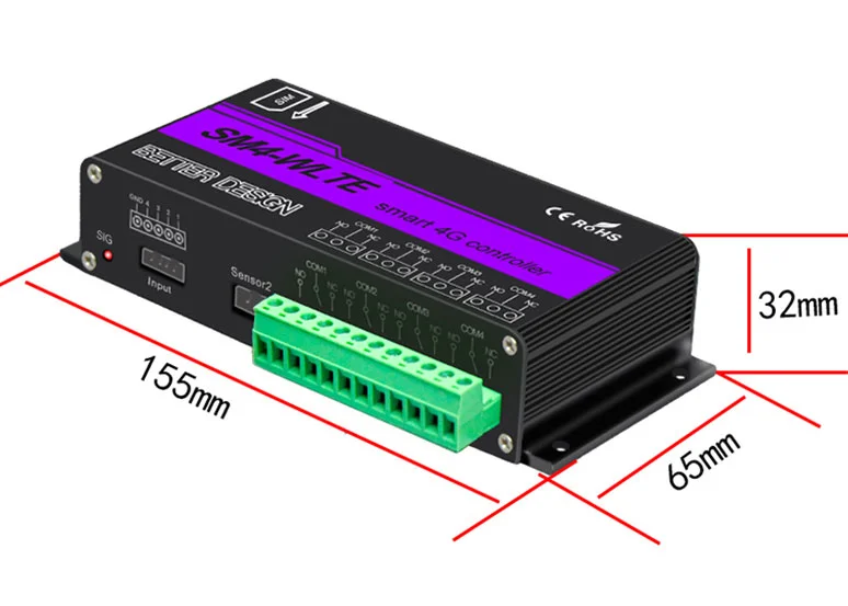 Enerna IoTech 4G LTE Smart Remote Power Switch SMS Temperature Humidity Control Gate Garage Door Relay Controller