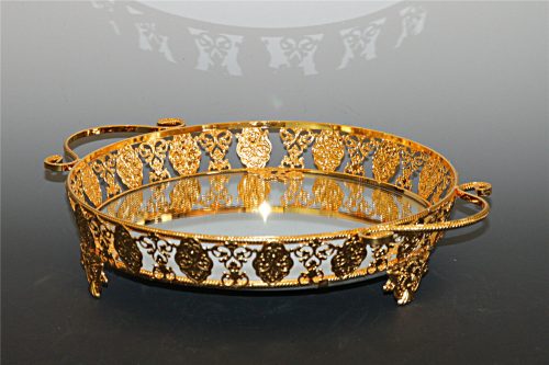 Enerna IoTech gold round dessert tray