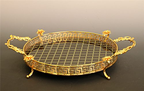 Enerna IoTech round black glass tray