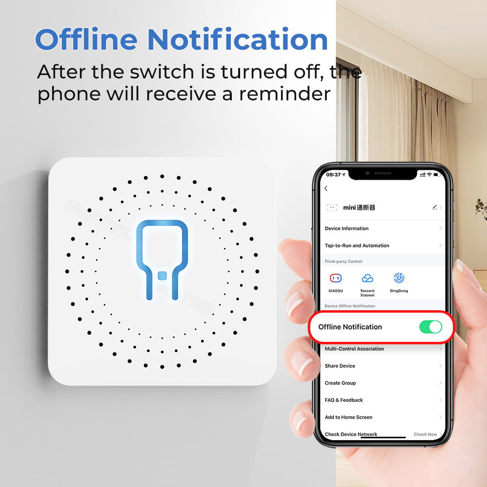 Enerna IoTech WiFi Bluetooth ofline notification power monitor mini smart switch