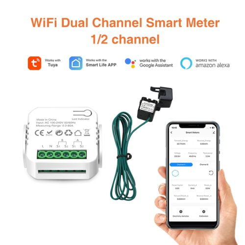Enerna IoTech WiFi Tuya App Current Dual Channel Power Energy Smart Meter