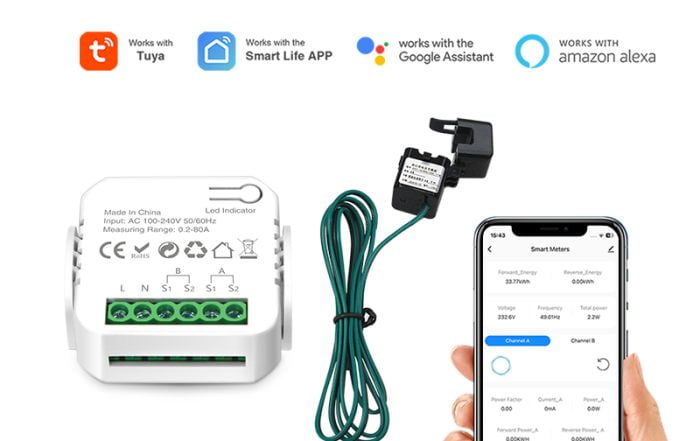 Enerna IoTech WiFi Tuya App Current Dual Channel Power Energy Smart Meter